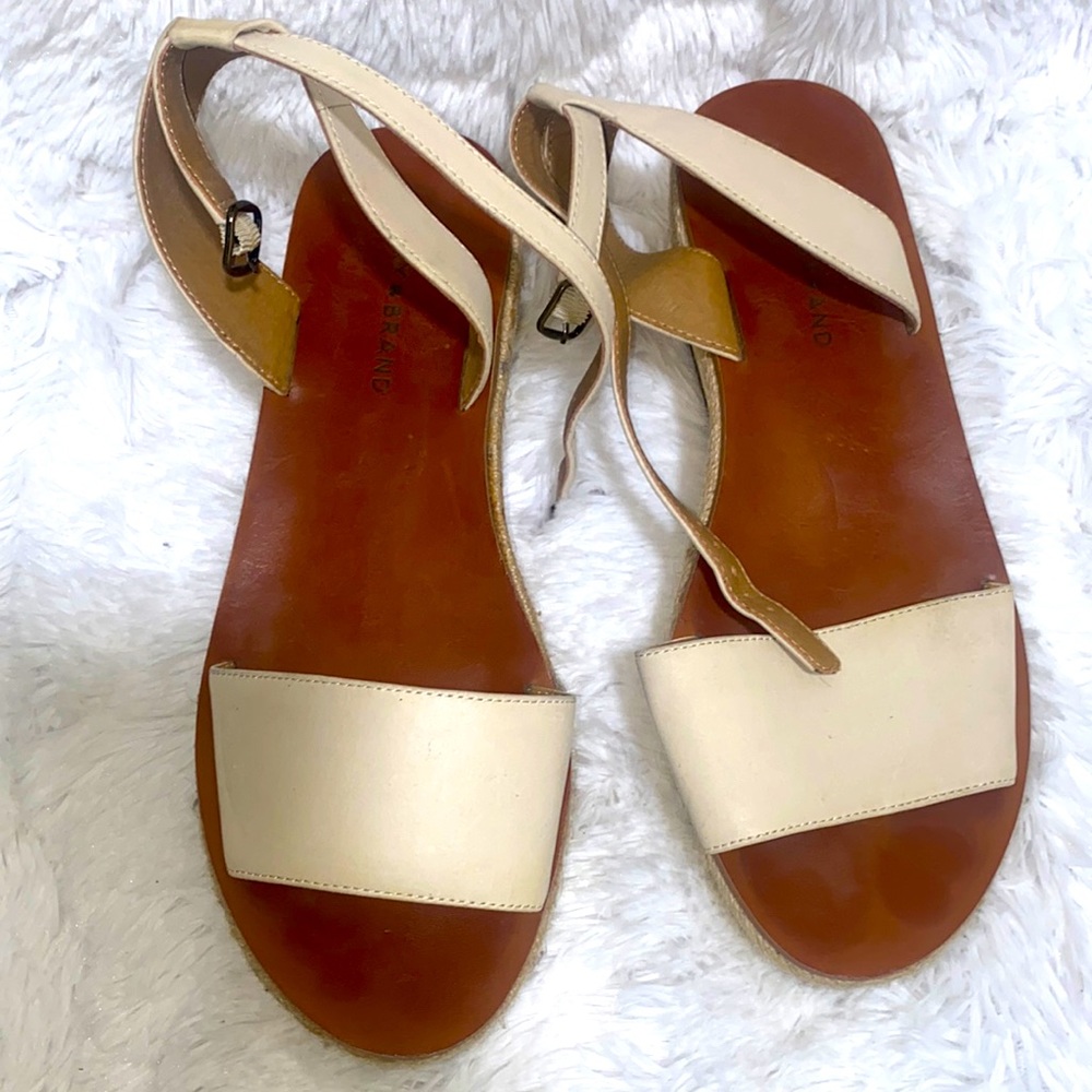 Lucky brand platform wedge sandals, cream size 10